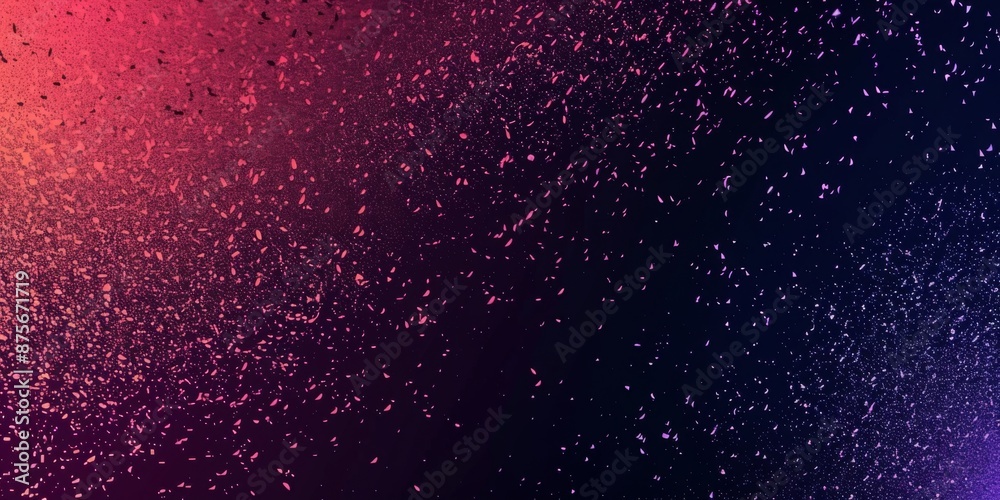 Obraz premium Abstract Vibrant Gradients: A Retro-inspired Canvas of Purple, Orange, and Black Granules with Glowing Fuchsia and Magenta Speckled Textures.
