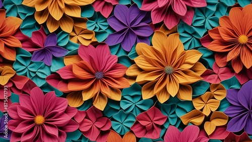 A tessellated pattern of geometric flowers