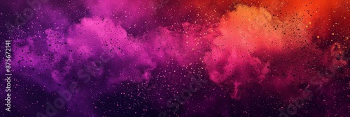 Abstract Vibrant Gradients: A Retro-inspired Canvas of Purple, Orange, and Black Granules with Glowing Fuchsia and Magenta Speckled Textures. photo