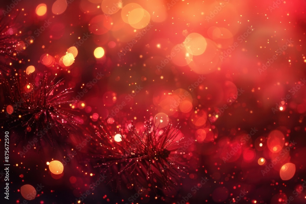 The abstract red background with defocused Christmas lights, glitter bokeh, vintage holiday charm, happy holiday and New Year, Generative AI, festive and warm The abstract red background with defocused Christmas lights, glitter bokeh, vintage holiday charm, happy holiday and New Year, Generative AI, festive and warm