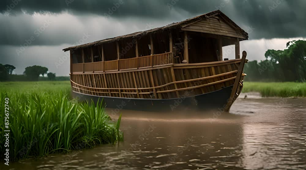 The Flood. Noah's Ark Amidst Heavy Rainfall The Flood. Noah's Ark Amidst Heavy Rainfall