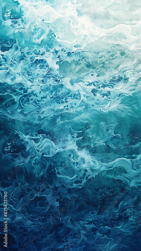 Obraz premium Cool ombre background with grainy noise texture blending from turquoise to seafoam green creating a tranquil beachy vibe