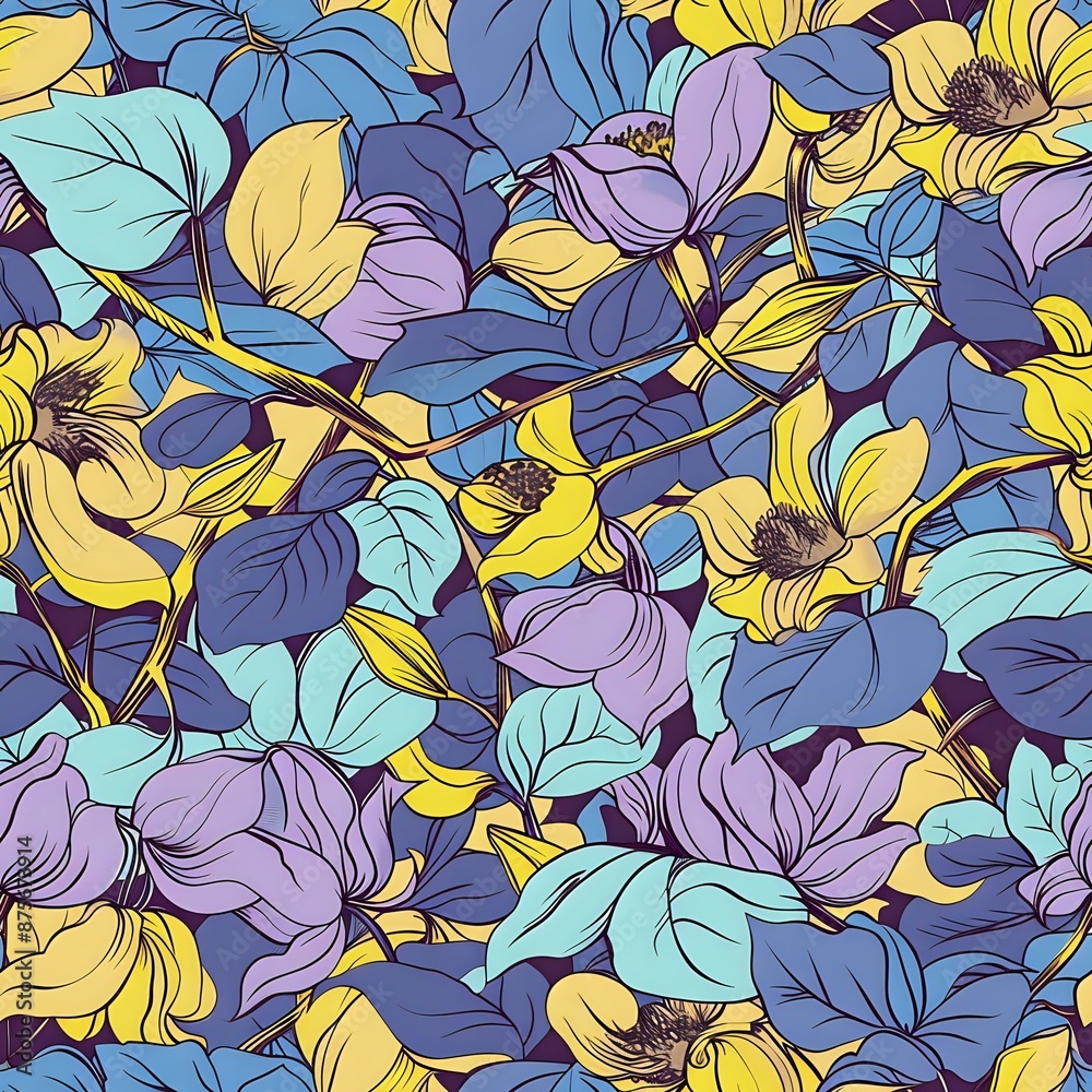 Graceful Bell-Shaped Floral Motif Seamless Background in Green Graceful Bell-Shaped Floral Motif Seamless Background in Green