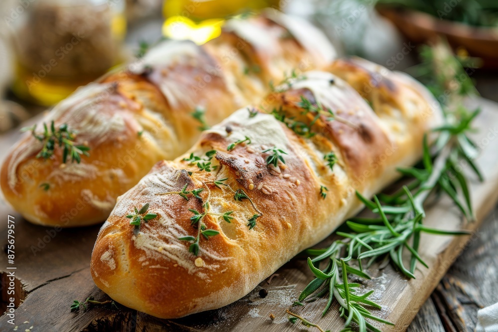 Freshly Baked Bread with Thyme and Rosemary Freshly Baked Bread with Thyme and Rosemary