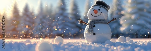 Festive Snowman 3D Animation: Embracing the Christmas and New Year Spirit with Joyful Winter Celebrations. photo