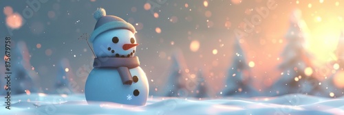 Festive Snowman 3D Animation: Embracing the Christmas and New Year Spirit with Joyful Winter Celebrations. photo