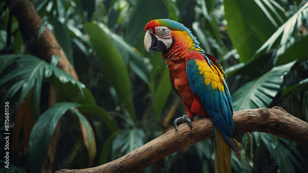 A beautiful macaw parrot is sitting on a branch A beautiful macaw parrot is sitting on a branch