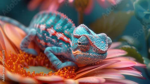 Chameleon on a Flower © We3 Animal