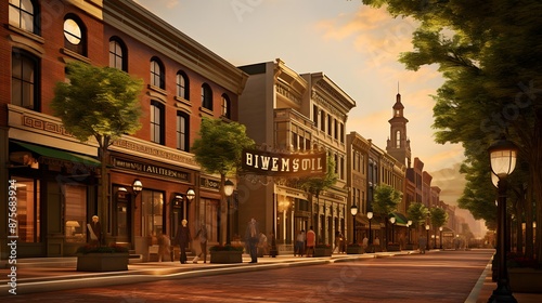 A panoramic shot of a street in downtown Washington DC.