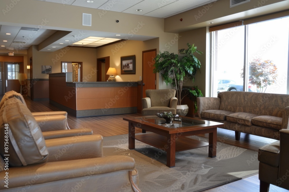 Fototapeta premium Modern Lobby Interior Design with Comfortable Seating