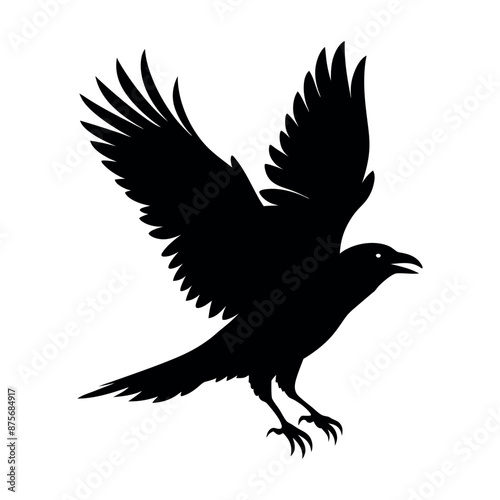 Flying Crow bird silhouette vector illustration perfect for logo design, art projects, and graphic design. Crow Birds Collection