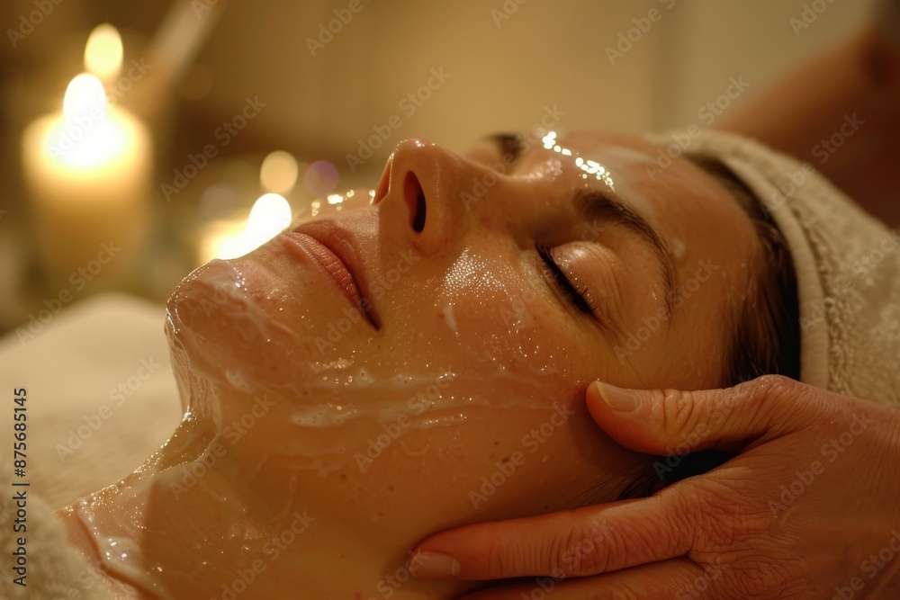 Relaxing Facial Treatment with a Creamy Mask Relaxing Facial Treatment with a Creamy Mask