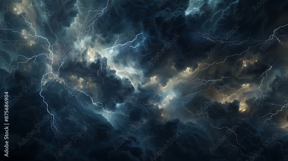 Obraz premium Dramatic space background with swirling clouds of blue, black, and white for a stormy nightscape