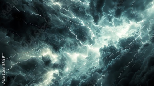 Electrifying Lightning Rays Piercing Through Intense Thunderstorm Clouds © Thavesak