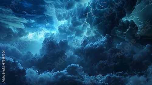 Electrifying Storm: Thunder and Lightning in Dramatic Sky on Stormy Night © Thavesak