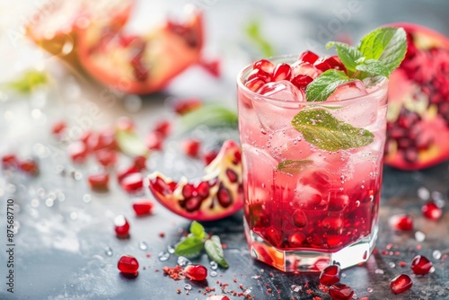 Refreshing Pomegranate Cocktail With Mint
