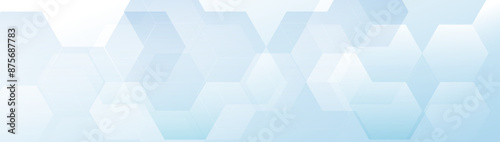 Abstract hexagon background in blue and white color. Abstract Futuristic digital high-technology banner. Vector Illustration