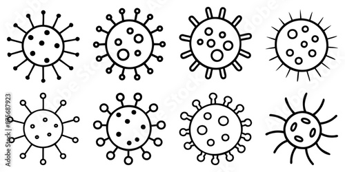 Virus, bacteria, superbug, icons set