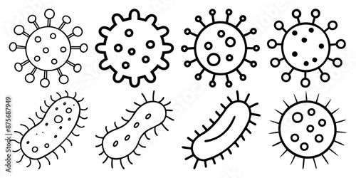 Virus, bacteria, superbug, icons set