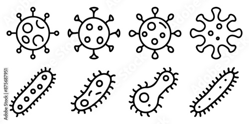 Virus, bacteria, superbug, icons set