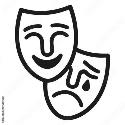 Theater Mask: Comedy and tragedy masks, representing drama and theater education.