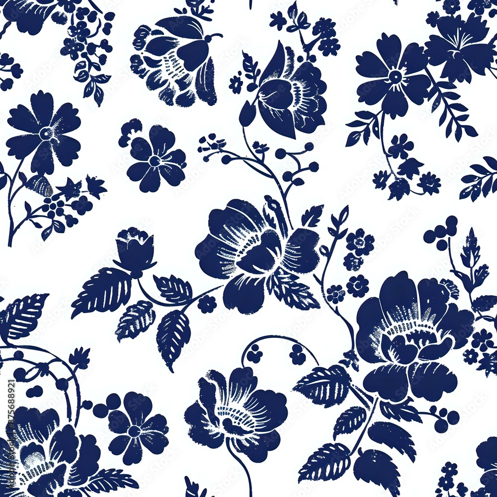 Stylish Contemporary Pattern with Various Flowers and Leaves Stylish Contemporary Pattern with Various Flowers and Leaves