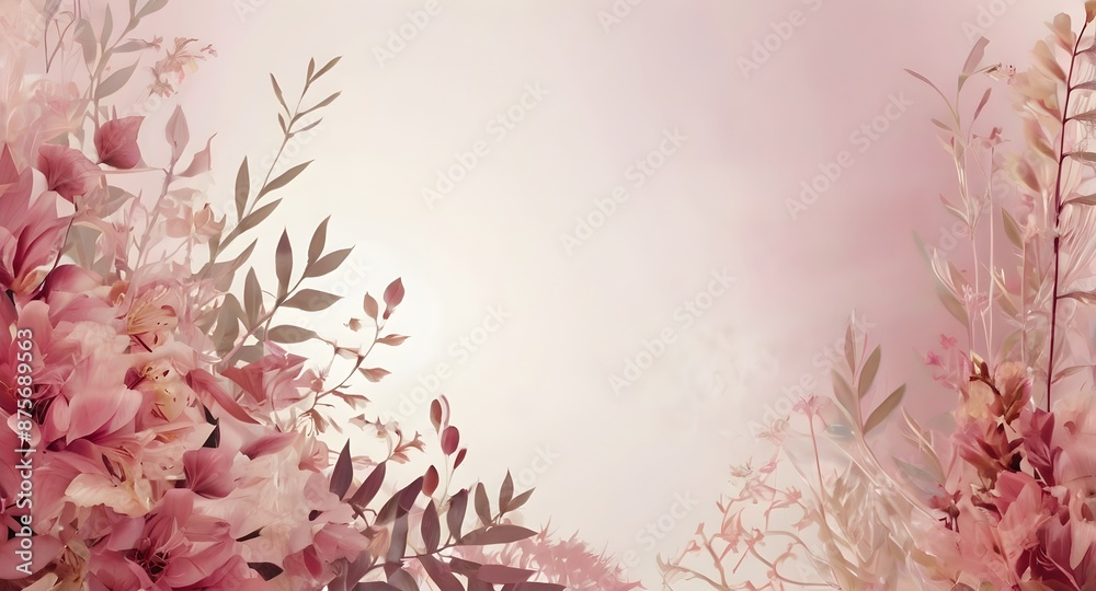 Fototapeta premium pink flowers background with copy space