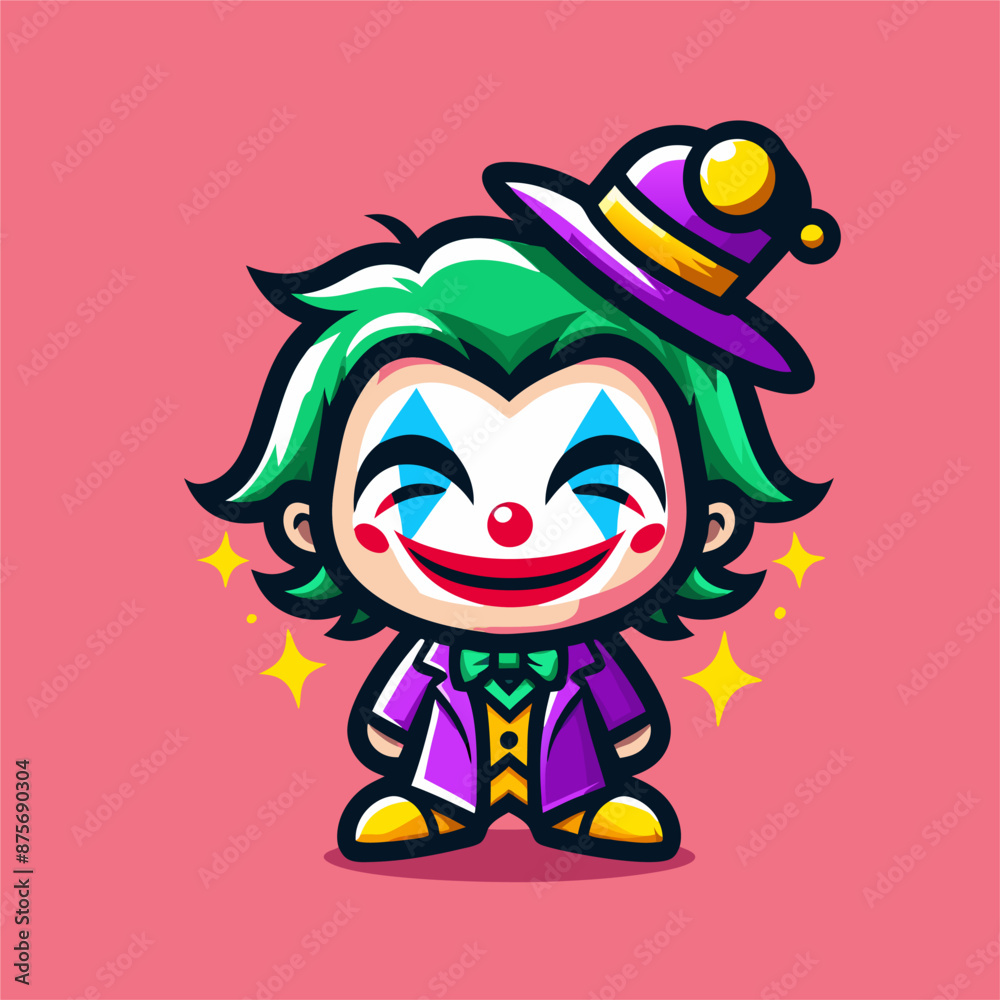 funny clown, illustration vector 2d