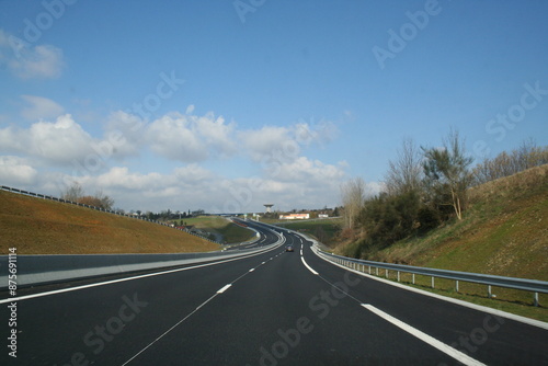 New freeway winding through the countryside in France