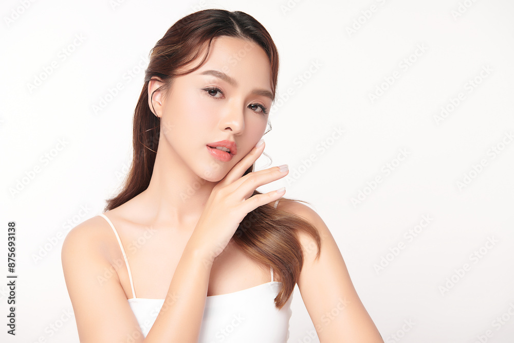 Beautiful young asian woman with clean fresh skin on white background, Face care, Facial treatment, Cosmetology, beauty and spa, Asian women portrait. Beautiful young asian woman with clean fresh skin on white background, Face care, Facial treatment, Cosmetology, beauty and spa, Asian women portrait.