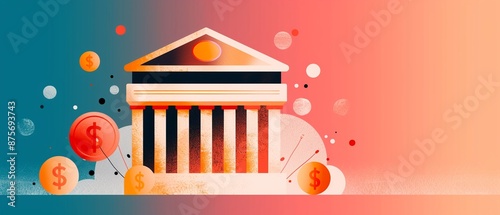 Revenue generation, public sector income sources, flat design illustration