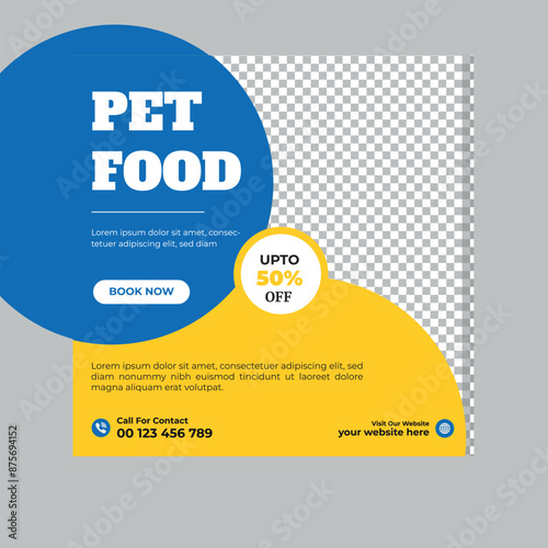 pet social media post, pet social media banner design template