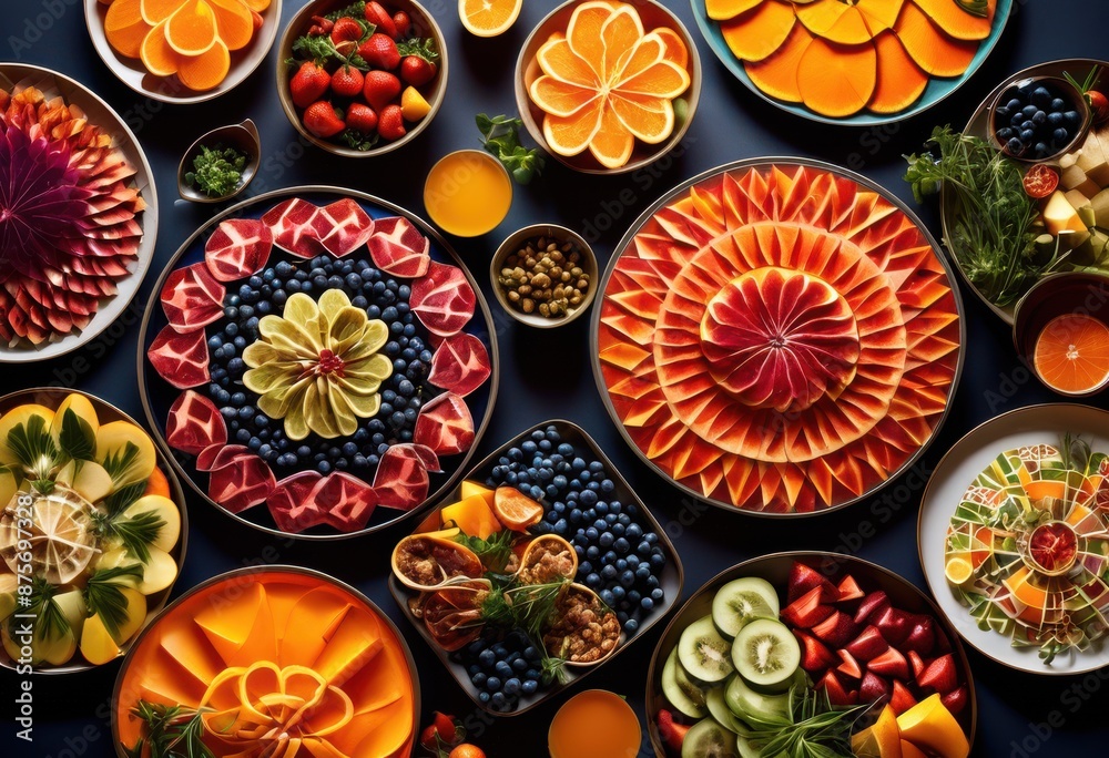 creative culinary displays geometric designs artistic food presentations, visual, innovative, styling, edible, aesthetic, gourmet, cuisine, modern, plating creative culinary displays geometric designs artistic food presentations, visual, innovative, styling, edible, aesthetic, gourmet, cuisine, modern, plating