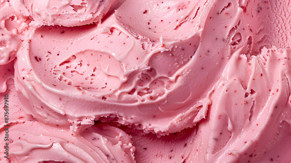 Detailed close-up of strawberry ice cream showcasing its creamy texture and bits of real strawberries. Ideal for food blogs, dessert menus, and culinary advertising. Detailed close-up of strawberry ice cream showcasing its creamy texture and bits of real strawberries. Ideal for food blogs, dessert menus, and culinary advertising.