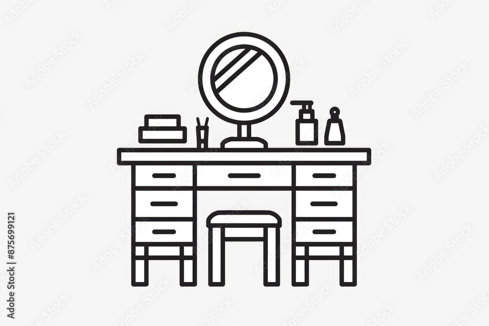 Vanity with Mirror and Stool