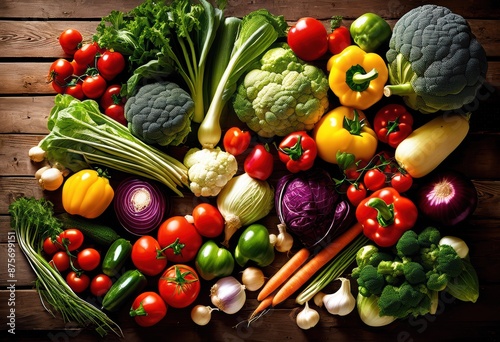 Wallpaper Mural colorful array freshly harvested garden vegetables ready cooking salad preparation, ripe, organic, natural, healthy, vegan, vegetarian, raw, nutrition Torontodigital.ca