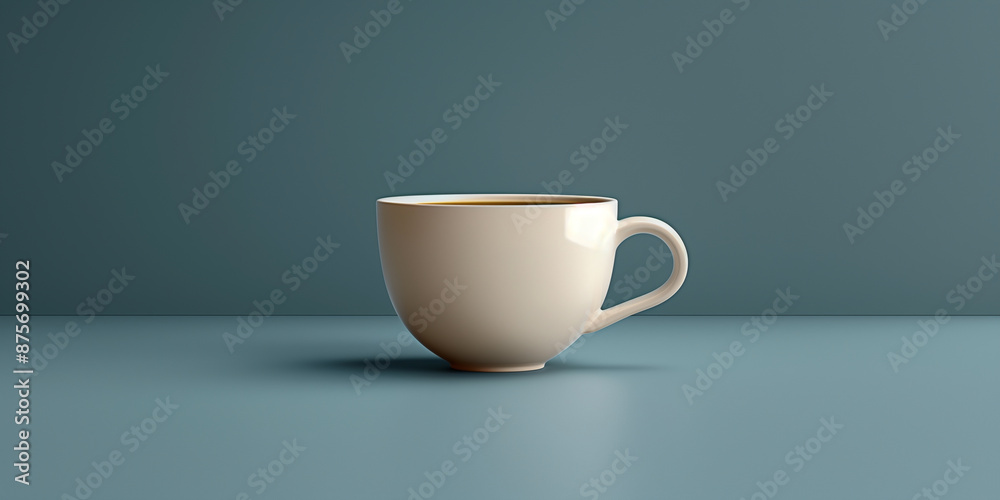 Close-up illustration of a coffee cup on a pastel grey background. Close-up illustration of a coffee cup on a pastel grey background.