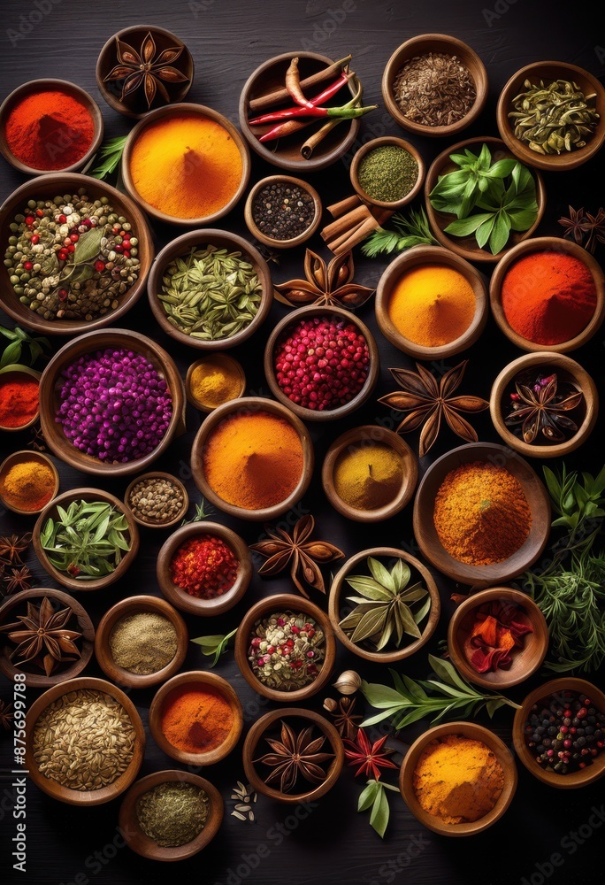 various spices herbs arranged wooden bowls cooking seasoning ingredients display, kitchen, culinary, cookware, arrangement, food, preparation, cuisine, condiments various spices herbs arranged wooden bowls cooking seasoning ingredients display, kitchen, culinary, cookware, arrangement, food, preparation, cuisine, condiments