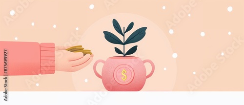 Financial goals, setting objectives for debtfree living, flat design illustration photo