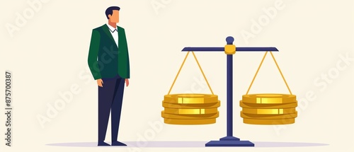 Budget variance analysis, comparing planned vs actual, flat design illustration