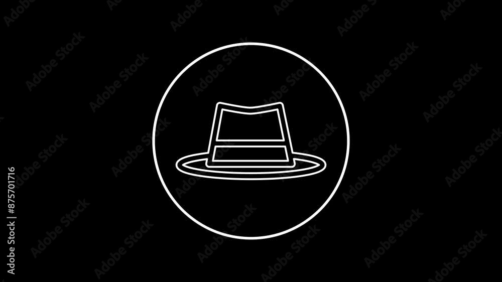 Animated of beach hat icon line animation on background Animated of beach hat icon line animation on background