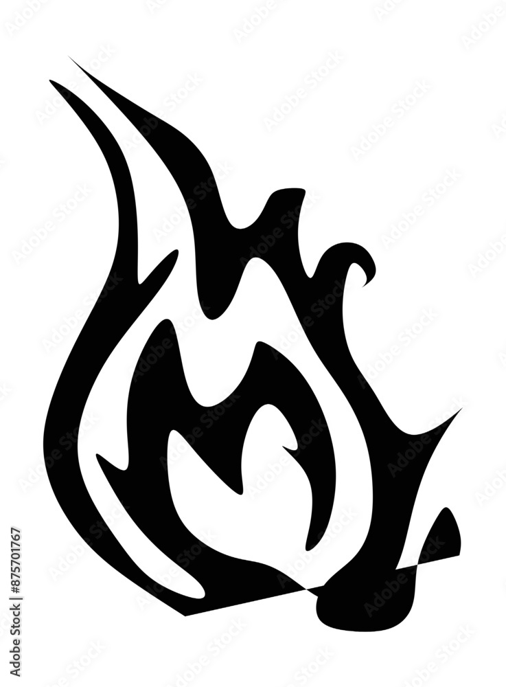 Silhouette of fire illustration in black and white.
Silhouette of fire illustration in black and white.