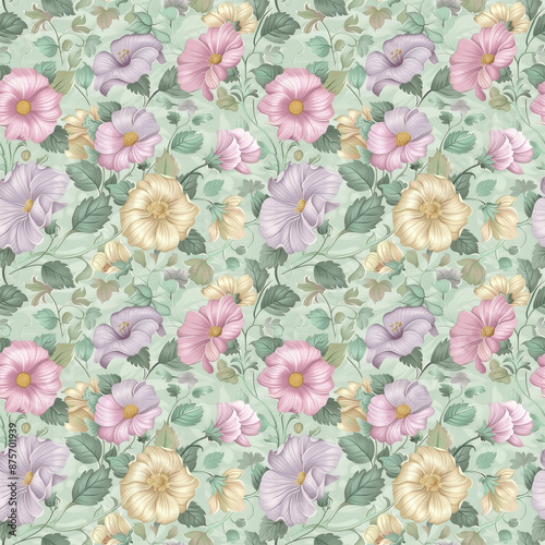 Floral variety color, form nature, seamless fabric pattern.