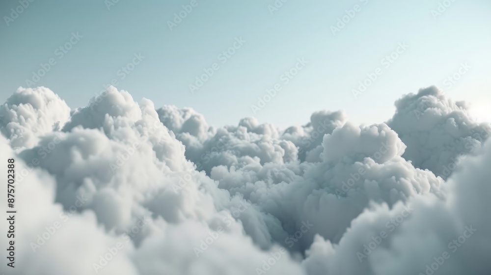 Fototapeta premium Serene Sky - Minimalist Wallpaper with Soft Clouds for Tranquil Atmosphere