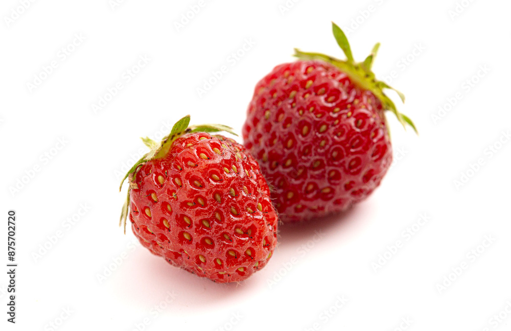Fresh Organic Strawberries Plucked from the Garden Isolated on a White Background Fresh Organic Strawberries Plucked from the Garden Isolated on a White Background