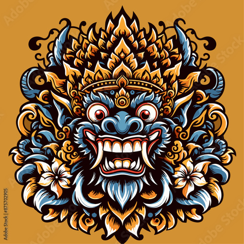 Balinese barong vector logo illustration