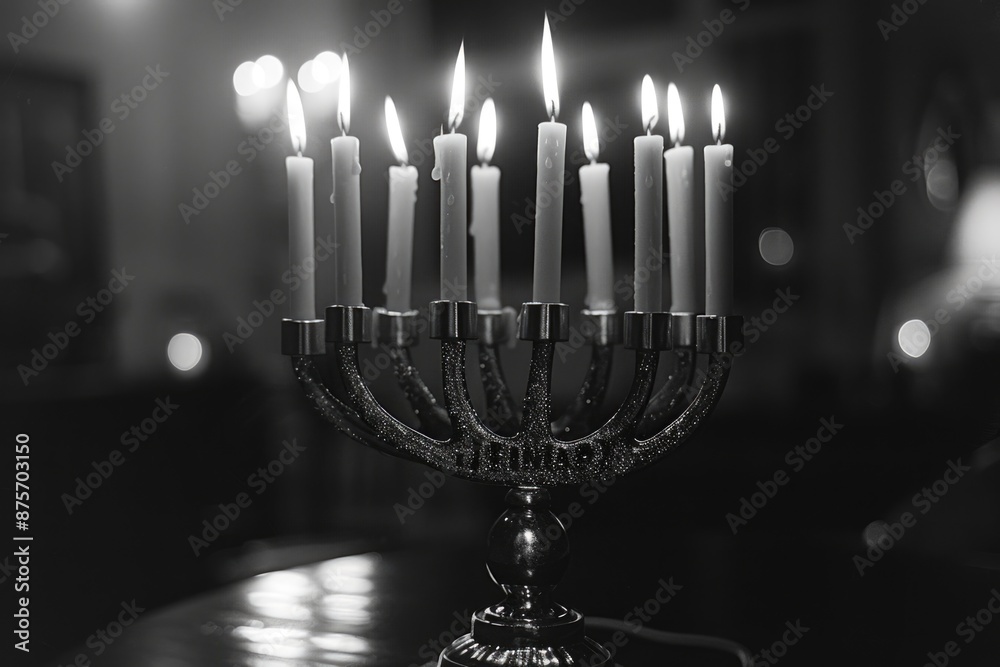 Menorah with Lit Candles Menorah with Lit Candles