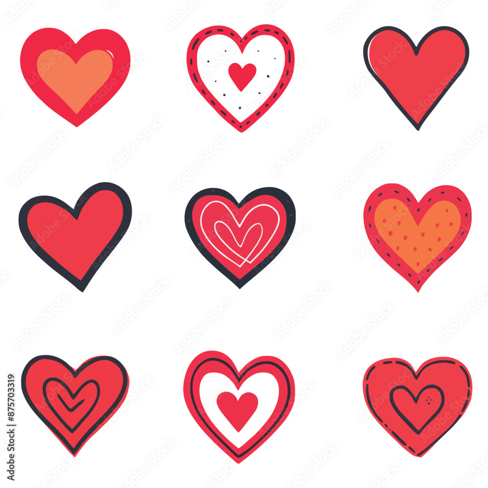 heart icons set vector. heart icon love elements for Valentine's day.