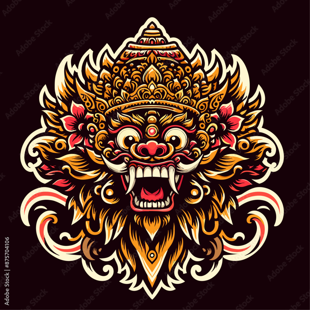 Fototapeta premium Balinese barong vector logo illustration