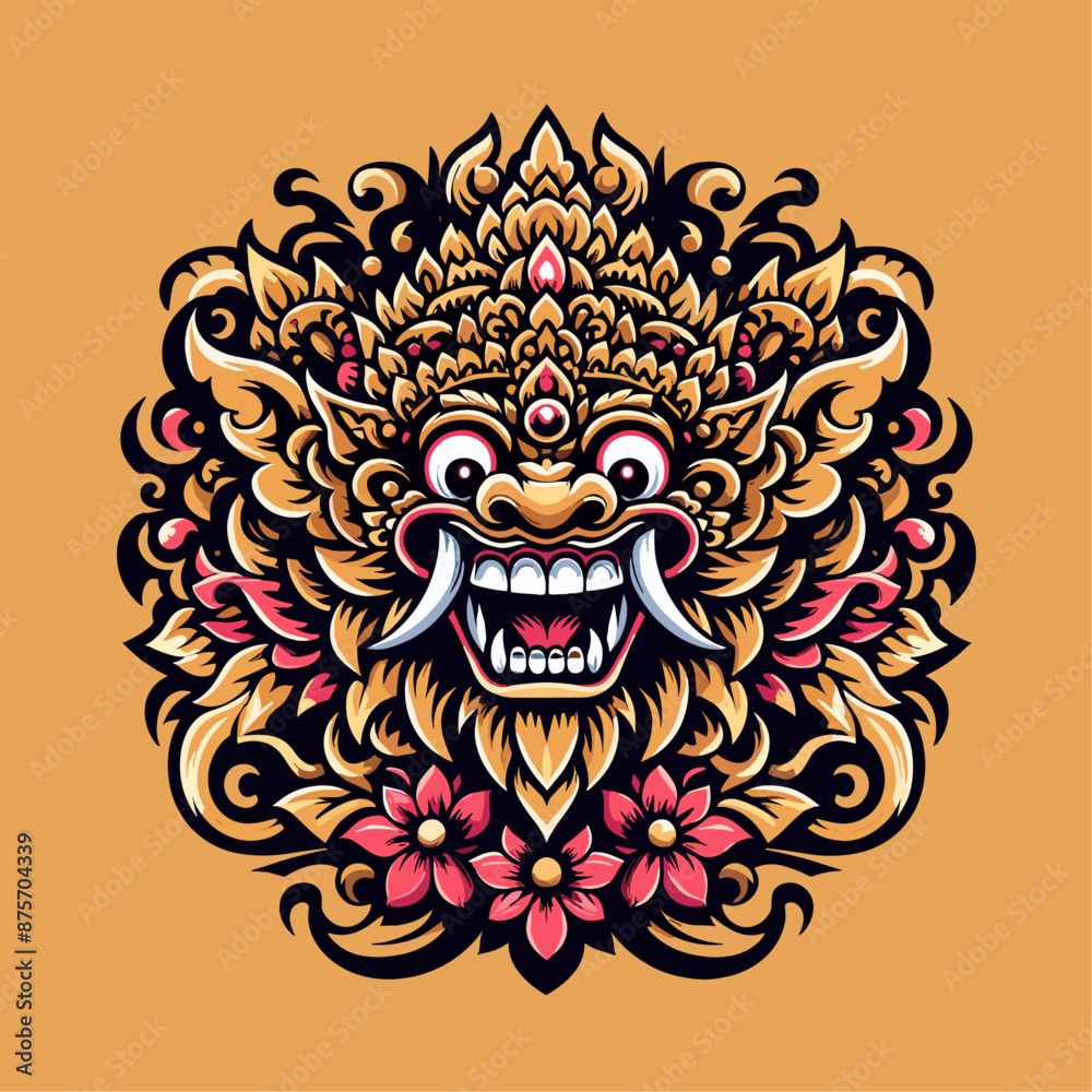 Balinese barong vector logo illustration Balinese barong vector logo illustration